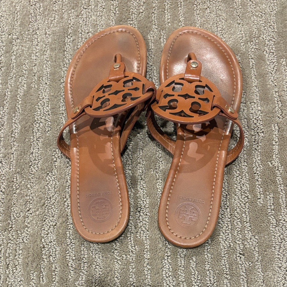 Tory Burch Tan Leather Cutout Sandals Size 9 - Picture 5 of 5